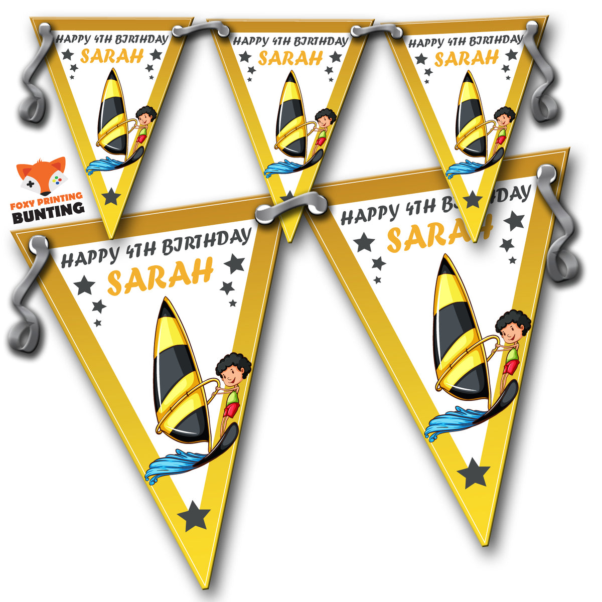 WINDSURFING PARTY Bunting Premium Party Decorations (Standard Bunting (14.8cm X 21cm))