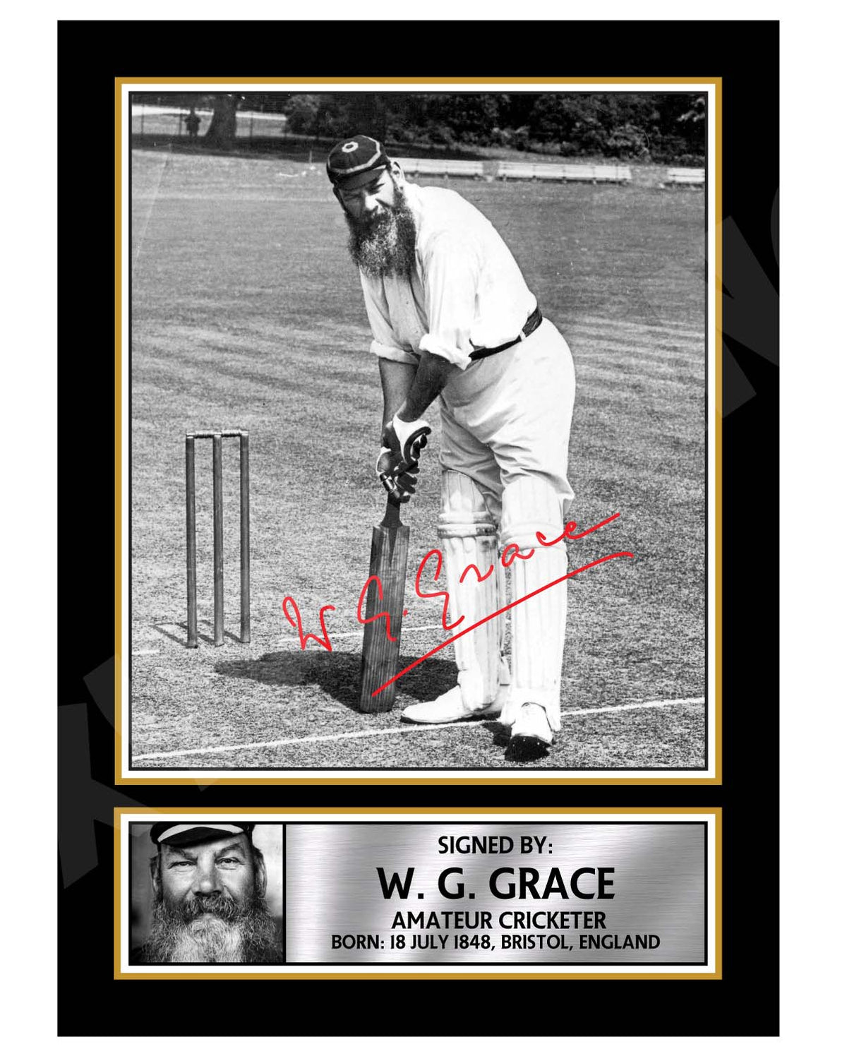 W G GRACE Limited Edition Cricketer Signed Print - Cricket Player