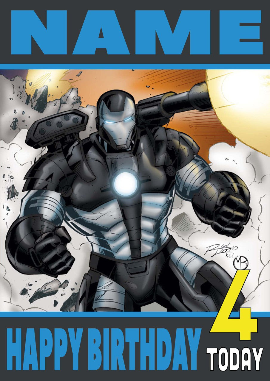 War Machine THEME INSPIRED Style PERSONALISED Kids Adult FUNNY Birthday Card