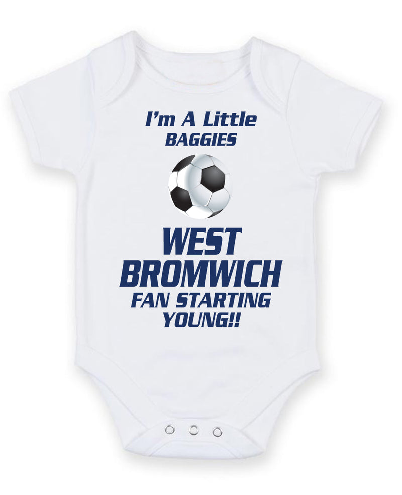 West Bromwich Fan Starting Football Fan Baby Grow Bodysuit