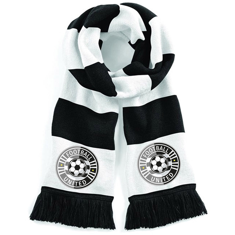 Black/White Personalised Football Scarf For Your Team-Full Colour Badge
