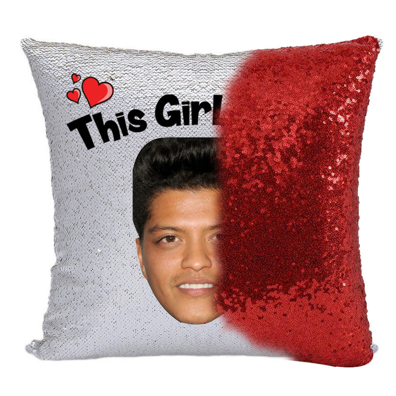 RED MAGIC SEQUIN CUSHION- ANY NAME LOVES BRUNO MARS