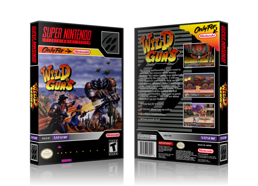 Wild Guns Replacement Nintendo SNES Game Case Or Cover β SNES Replacement Game case product image 1