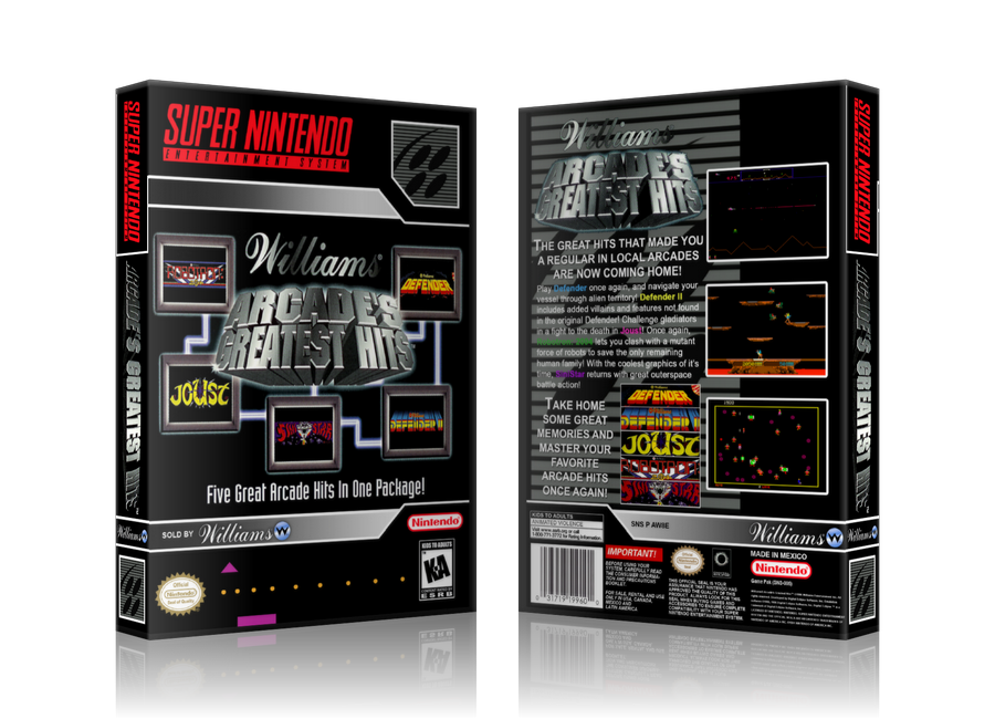 Williams Arcade's Greatest Hits Replacement Nintendo SNES Game Case Or Cover β SNES Replacement Game case product image 1