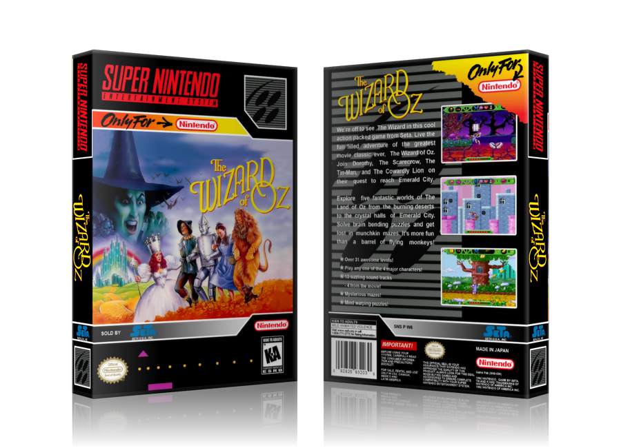 Wizard Of Oz Replacement Nintendo SNES Game Case Or Cover – SNES Replacement Game case product image 1