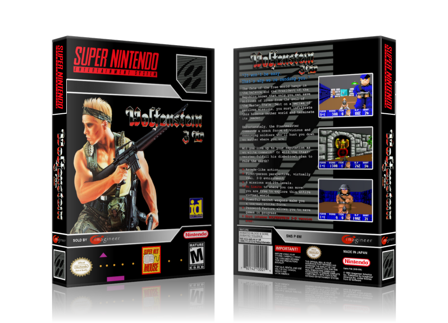 Wolfenstein 3D Replacement Nintendo SNES Game Case Or Cover β SNES Replacement Game case product image 1