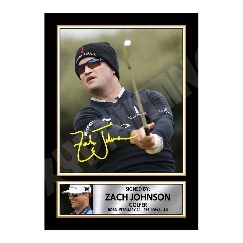 ZACH JOHNSON Limited Edition Golfer Signed Print - Golf