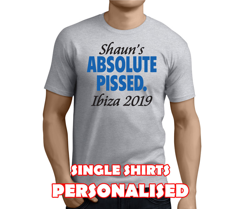 Absolute Pissed Blue Custom Stag T-Shirt - Any Name - Party Tee