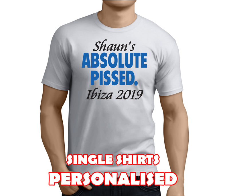 Absolute Pissed Blue Custom Stag T-Shirt - Any Name - Party Tee