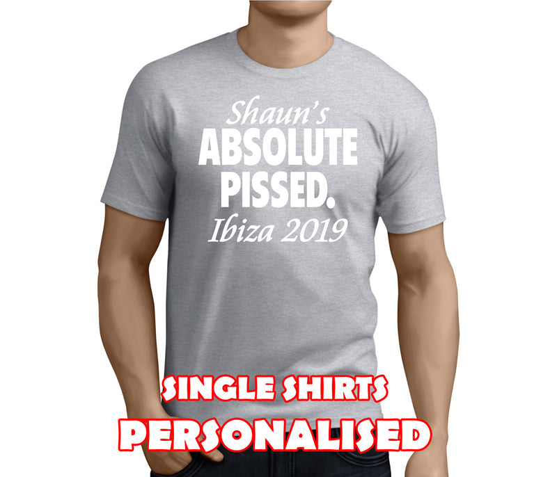 Absolute Pissed White Custom Stag T-Shirt - Any Name - Party Tee
