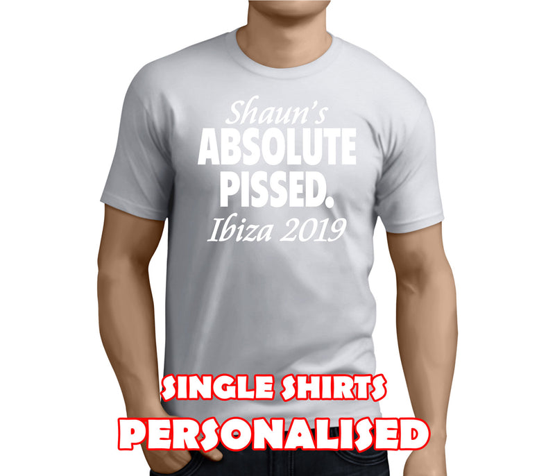 Absolute Pissed White Custom Stag T-Shirt - Any Name - Party Tee