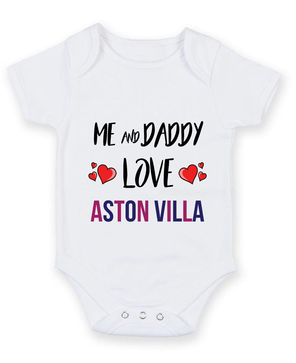 Me and Daddy Love Aston Villa Personalised Football Team Baby Grow