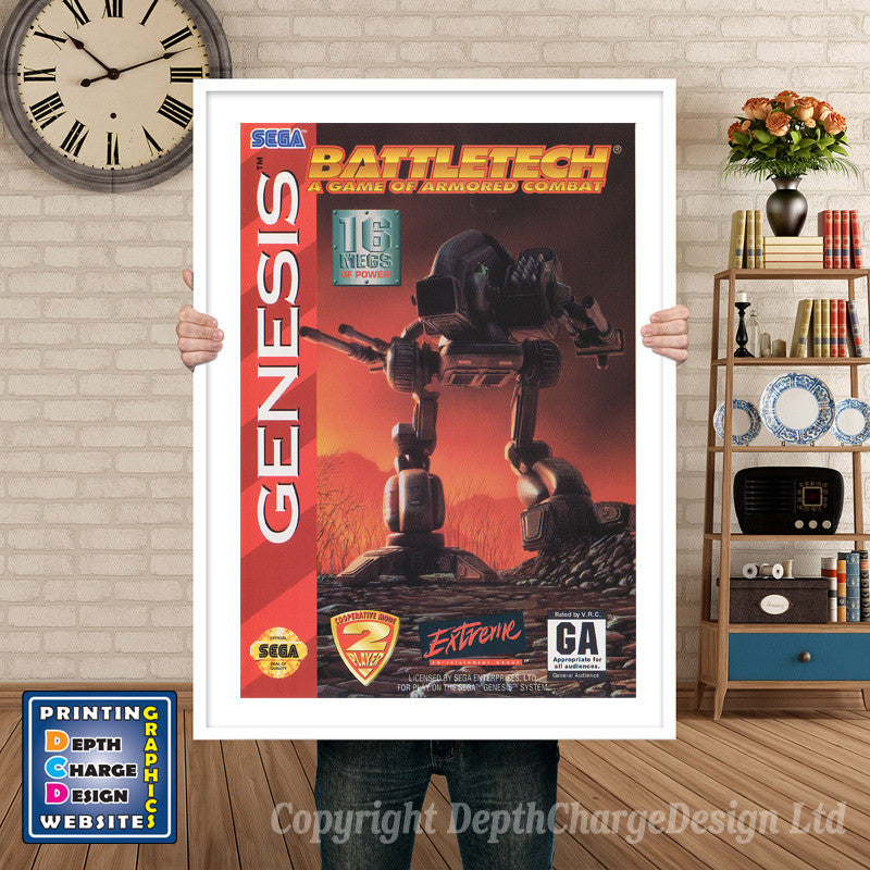 Battletech - Sega Megadrive Inspired Retro Gaming Poster A4 A3 A2 Or A1