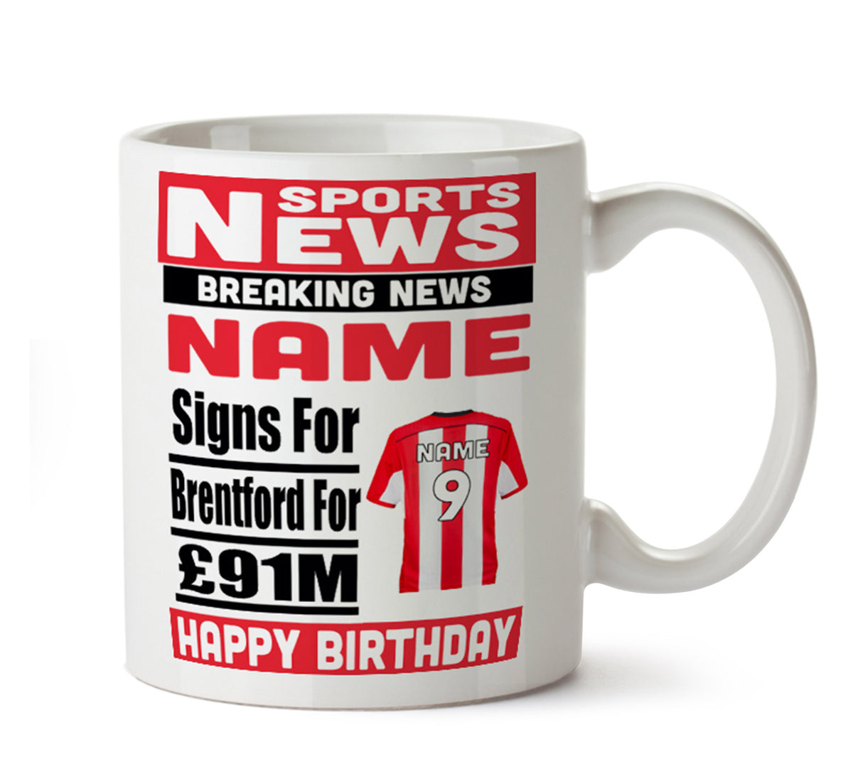 Personalised SIGNS FOR Brentford Football Mug Personalised Birthday Mug – printed mug product image 1