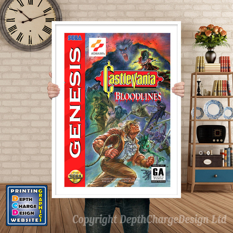 Castlevania Bloodlines - Sega Megadrive Inspired Retro Gaming Poster A4 A3 A2 Or A1 – Castlevania Bloodlines - Sega Megadrive Inspired Retro Gaming Poster
