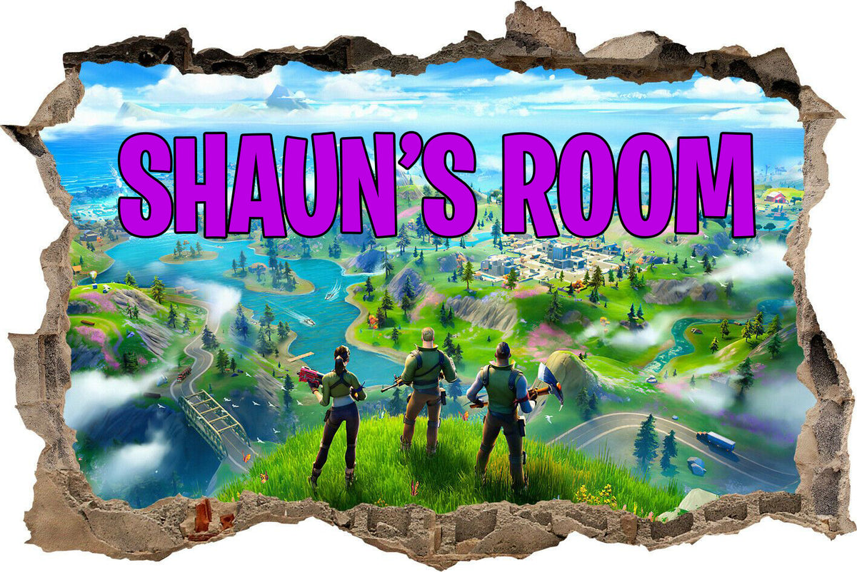 Personalised Fortnite Breakthrough Wall Sticker – 600mm x 400mm Wide Extra Large
