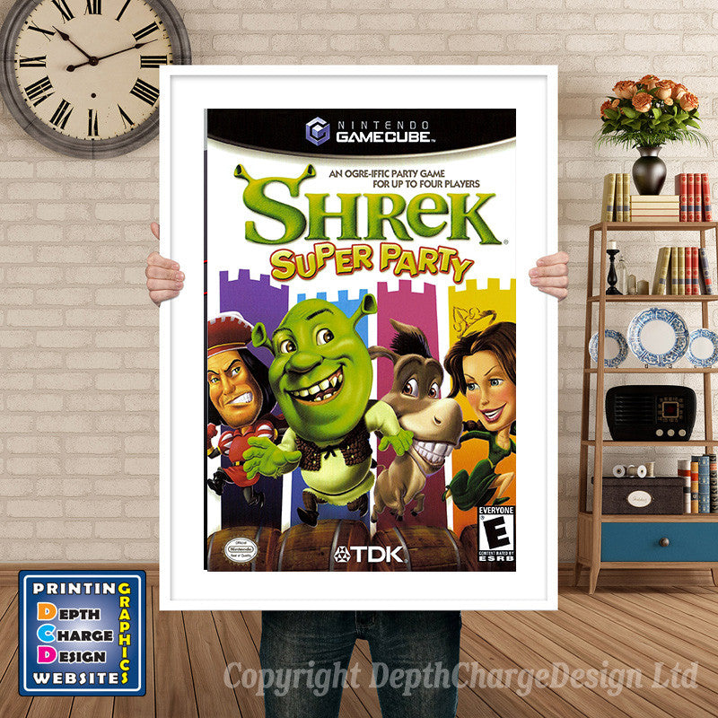 Shrek Super Party Gamecube Inspired Retro Gaming Poster A4 A3 A2 Or A1 β Shrek Super Party Gamecube Inspired Retro Gaming Poster