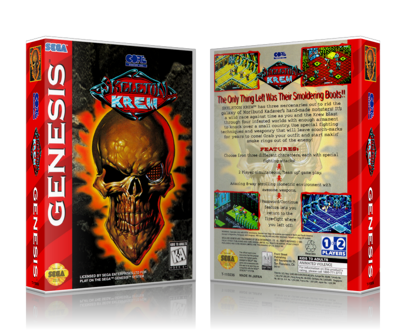 Genesis Skeleton Krew Sega Megadrive REPLACEMENT GAME Case Or Cover