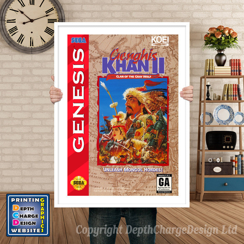 Genghis Khan2 - Sega Megadrive Inspired Retro Gaming Poster A4 A3 A2 Or A1