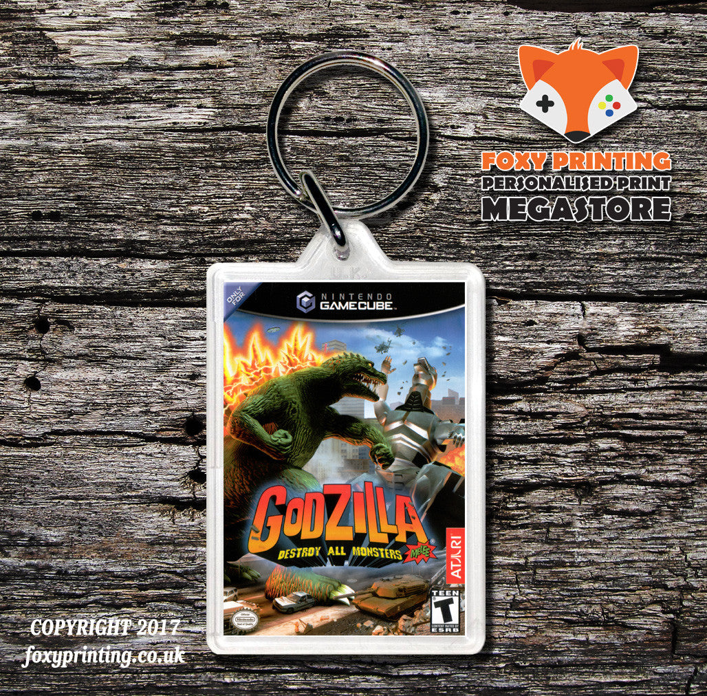 God Zilla Destroy All Monsters Gamecube Game Inspired Retro Gaming Keyring