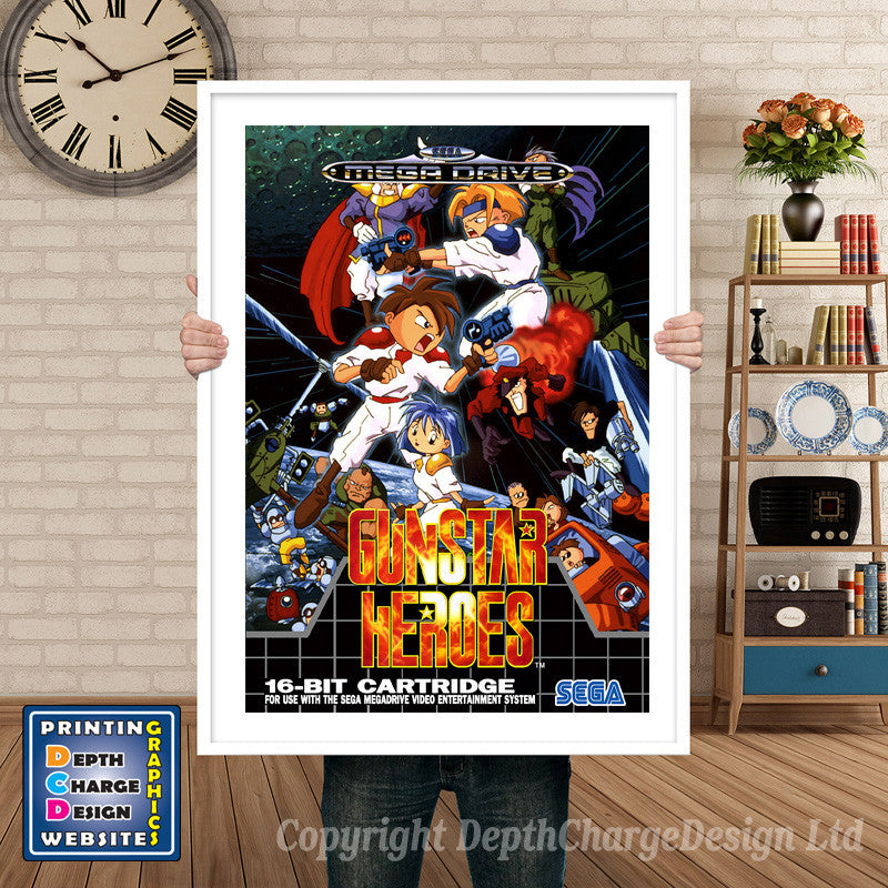 Gunstar Heroes_Eu - Sega Megadrive Inspired Retro Gaming Poster A4 A3 A2 Or A1 – Gunstar Heroes_Eu - Sega Megadrive Inspired Retro Gaming Poster