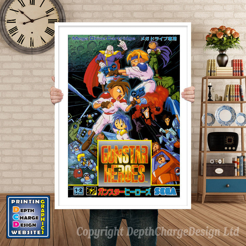 Gunstar Heroes_Jp - Sega Megadrive Inspired Retro Gaming Poster A4 A3 A2 Or A1 – Gunstar Heroes_Jp - Sega Megadrive Inspired Retro Gaming Poster