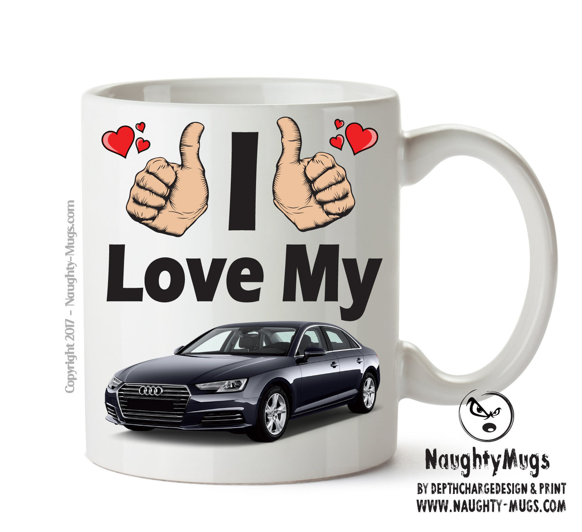 I Love My Audi A4 Black Printed Mug – printed mug product image 1