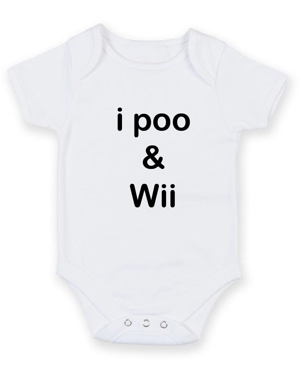 Ipoo And Wii Personalised Baby Boy Girl Unisex Short Sleeve Bodysuit