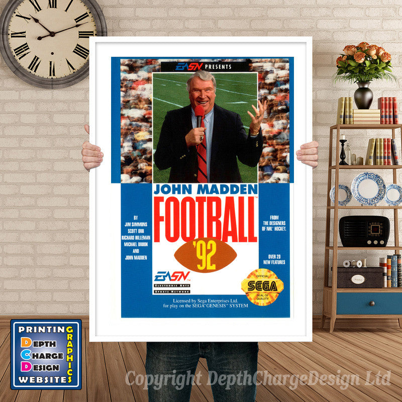 John Madden Football 92 - Sega Megadrive Inspired Retro Gaming Poster A4 A3 A2 Or A1 β John Madden Football 92 - Sega Megadrive Inspired Retro Gaming Poster