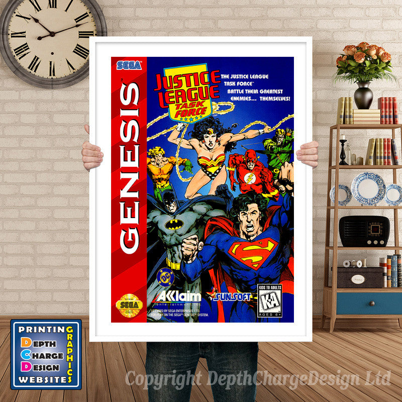 Justice League Task Force - Sega Megadrive Inspired Retro Gaming Poster A4 A3 A2 Or A1