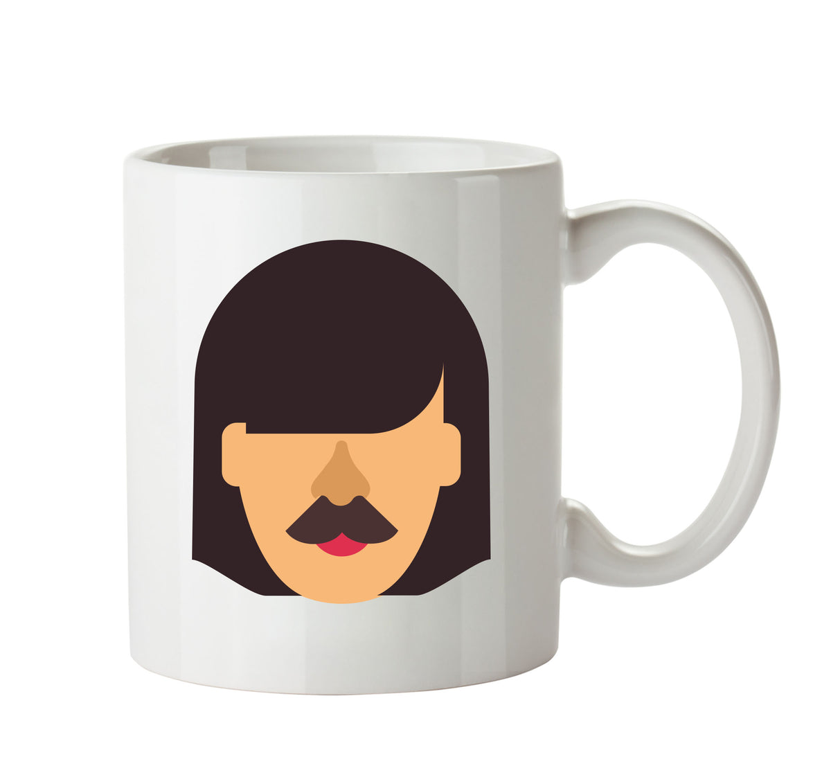 Long Hair Moustache Cartoon Mug Adult Mug Office Mug β printed mug product image 1