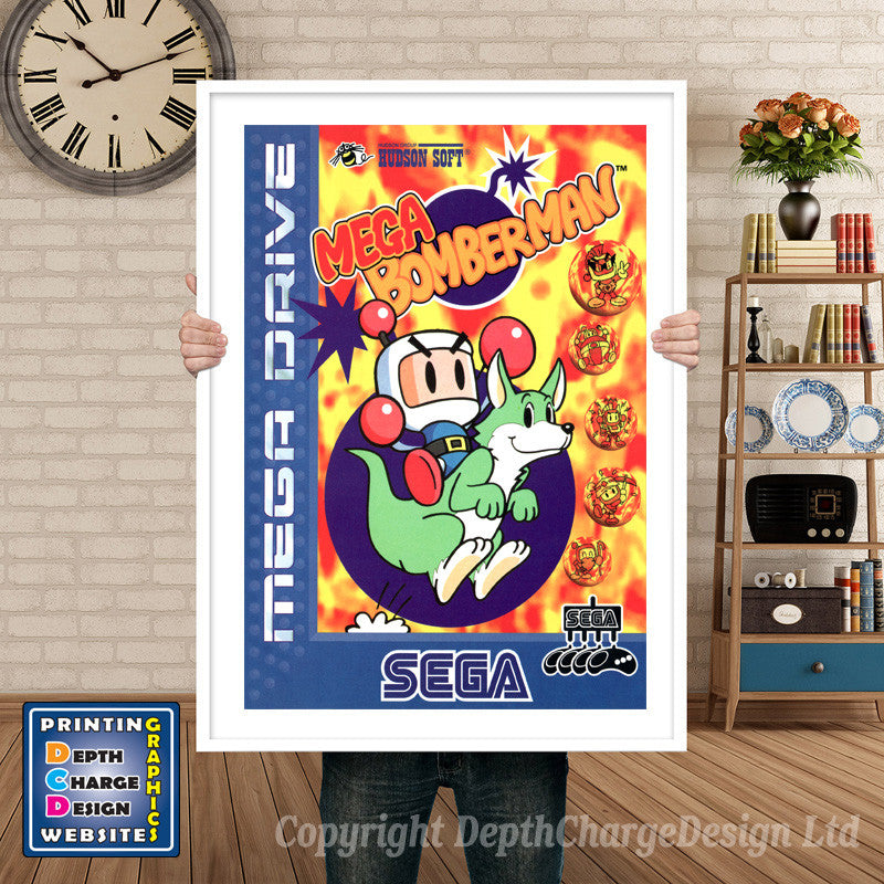 Mega Bomber Man Eu - Sega Megadrive Inspired Retro Gaming Poster A4 A3 A2 Or A1 β Mega Bomber Man Eu - Sega Megadrive Inspired Retro Gaming Poster