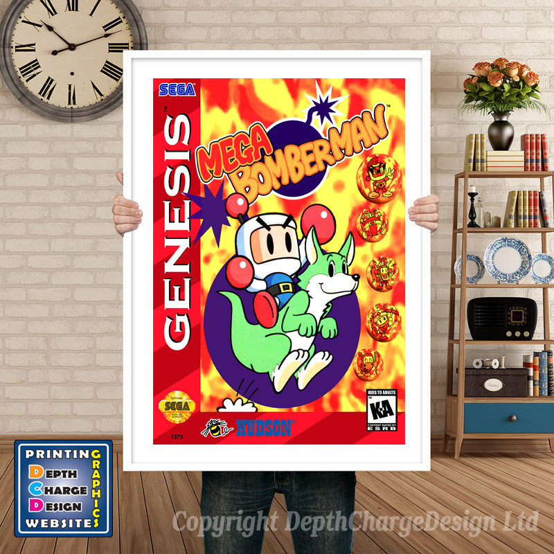 Mega Bomberman 2 - Sega Megadrive Inspired Retro Gaming Poster A4 A3 A2 Or A1 β Mega Bomberman 2 - Sega Megadrive Inspired Retro Gaming Poster