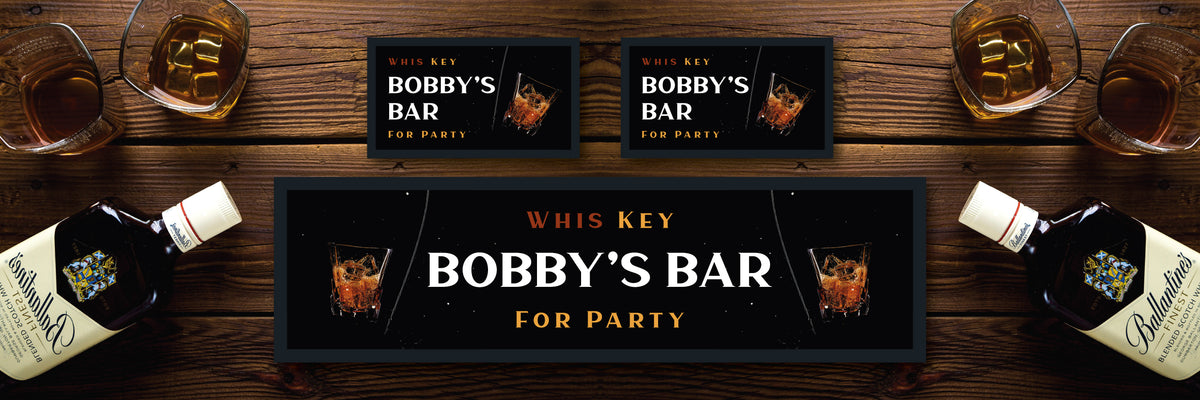 Custom Personalised Bar Mat Runner Shots 2 Design M15 – personalised whiskey glass bar mat – Shots 2 design