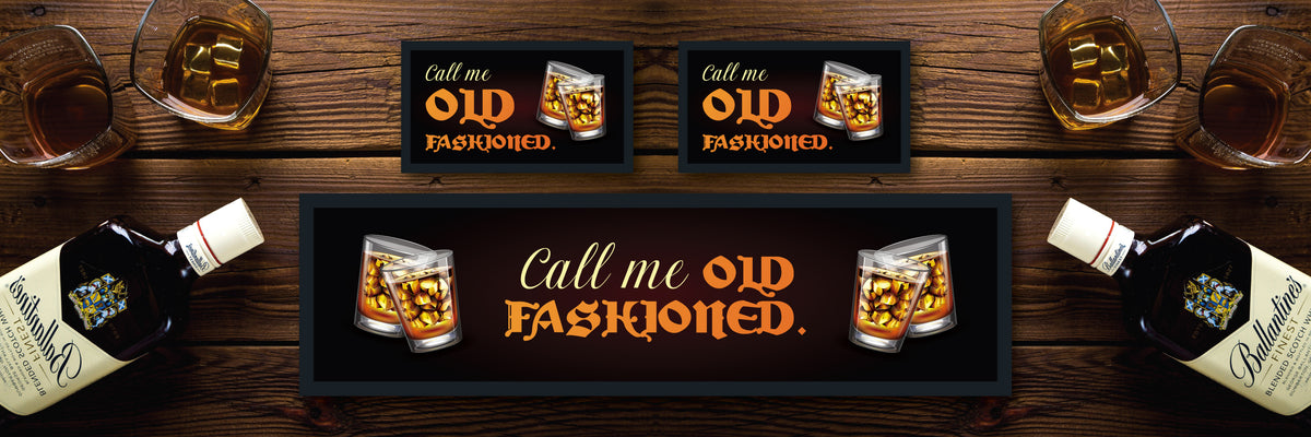Custom Personalised Bar Mat Runner Old Fashioned Design M17 – old fashioned cocktail bar mat – Old Fashioned design