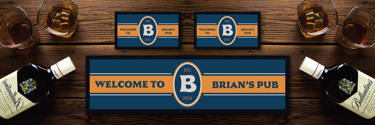 Custom Personalised Bar Mat Runner Beer Label Design M18 – personalised monogram pub bar mat – Beer Label design