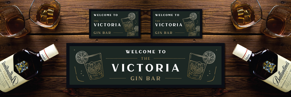Custom Personalised Bar Mat Runner Etched Design M26 – personalised gin bar runner – Etched design