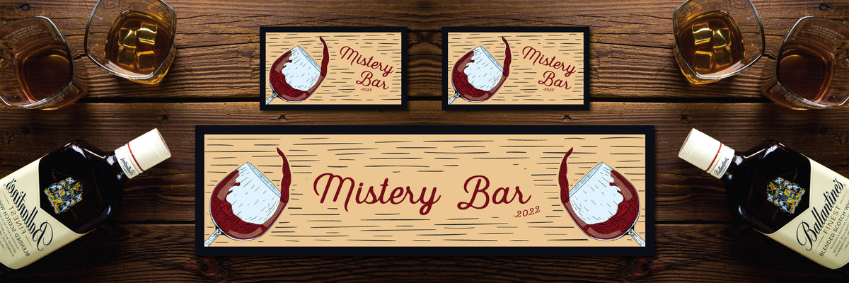 Personalised Bar Mat Runner Grainy Design M48 – personalised vintage wine bar mat – Grainy design