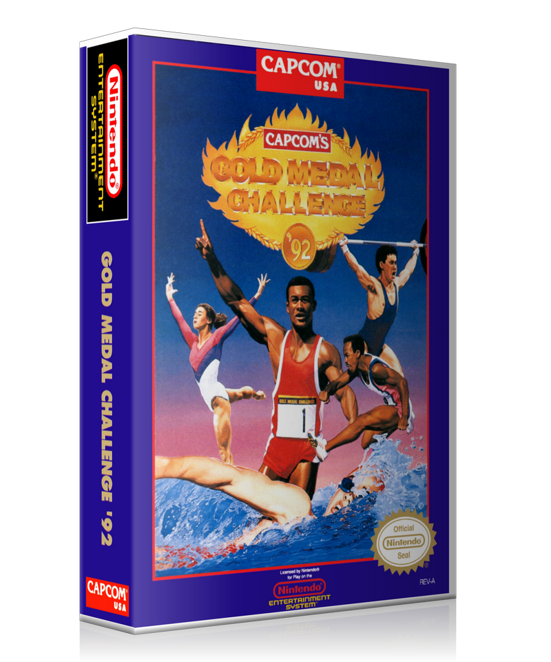 NES Gold Medal Challenge 92 Retail Game Cover To Fit A UGC Style Replacement Game Case β Nintendo NES Case product image 1