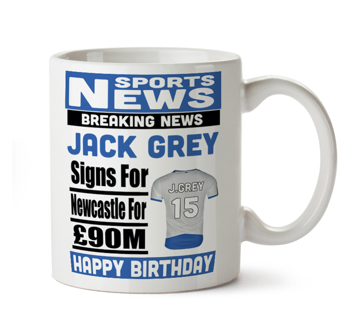 Personalised SIGNS FOR Newcastle Football Mug Personalised Birthday Mug – printed mug product image 1