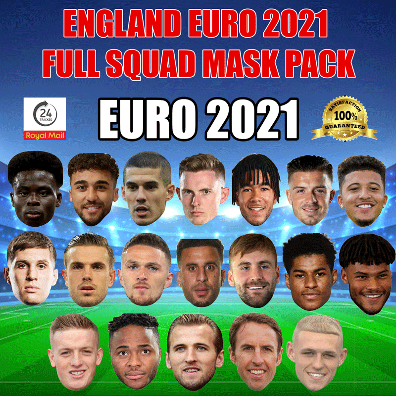 ENGLAND EURO 2020 Celebrity FACE MASK PACK FULL SQUAD STAG DO HEN DO