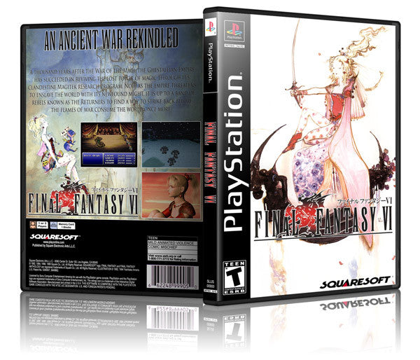 Final Fantasy VI Game Cover To Fit A PS1 PLAYSTATION Style Replacement Game Case