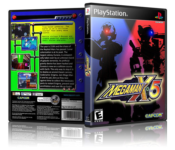 Megaman X5 Game Cover To Fit A PS1 PLAYSTATION Style Replacement Game Case 2
