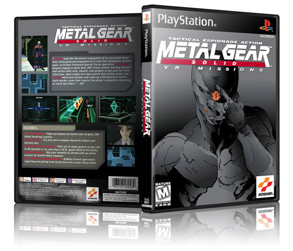 metal gear solid psx cover Metal Gear Solid VR Missions Game Cover To Fit A PS1 PLAYSTATION Style