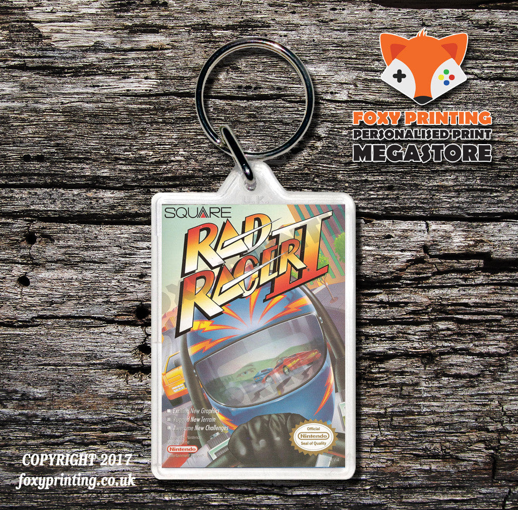 Radracer Retro NES Game Cover Art Gaming Keyring