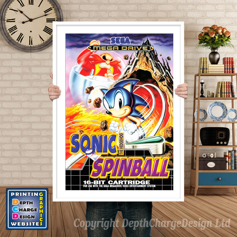 Sonics Pinball Eu - Sega Megadrive Inspired Retro Gaming Poster A4 A3 A2 Or A1 β Sonics Pinball Eu - Sega Megadrive Inspired Retro Gaming Poster