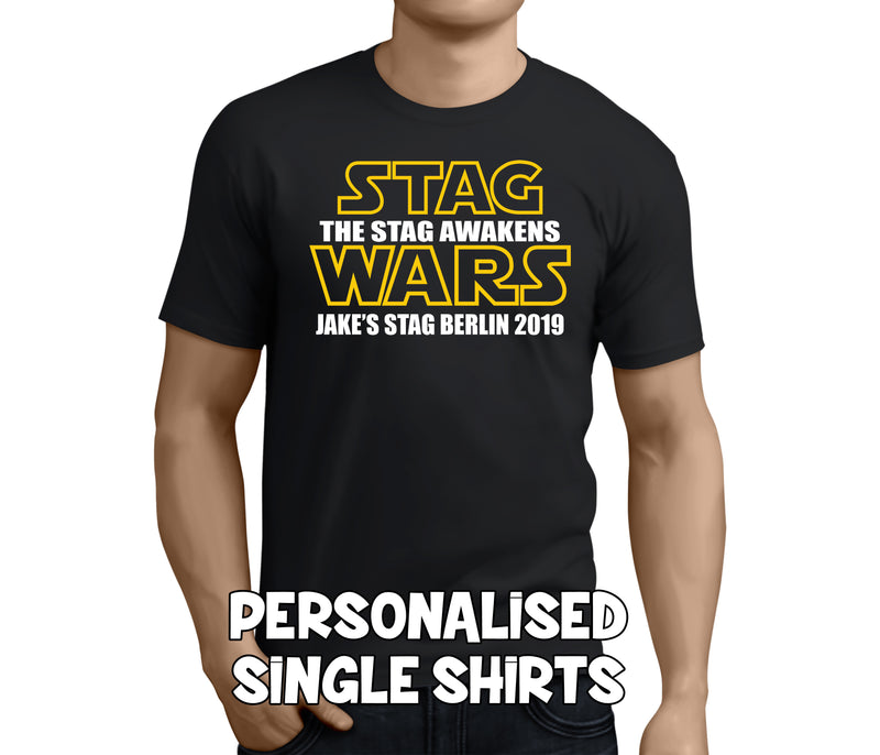 Stag Wars White Custom Stag T-Shirt - Any Name - Party Tee