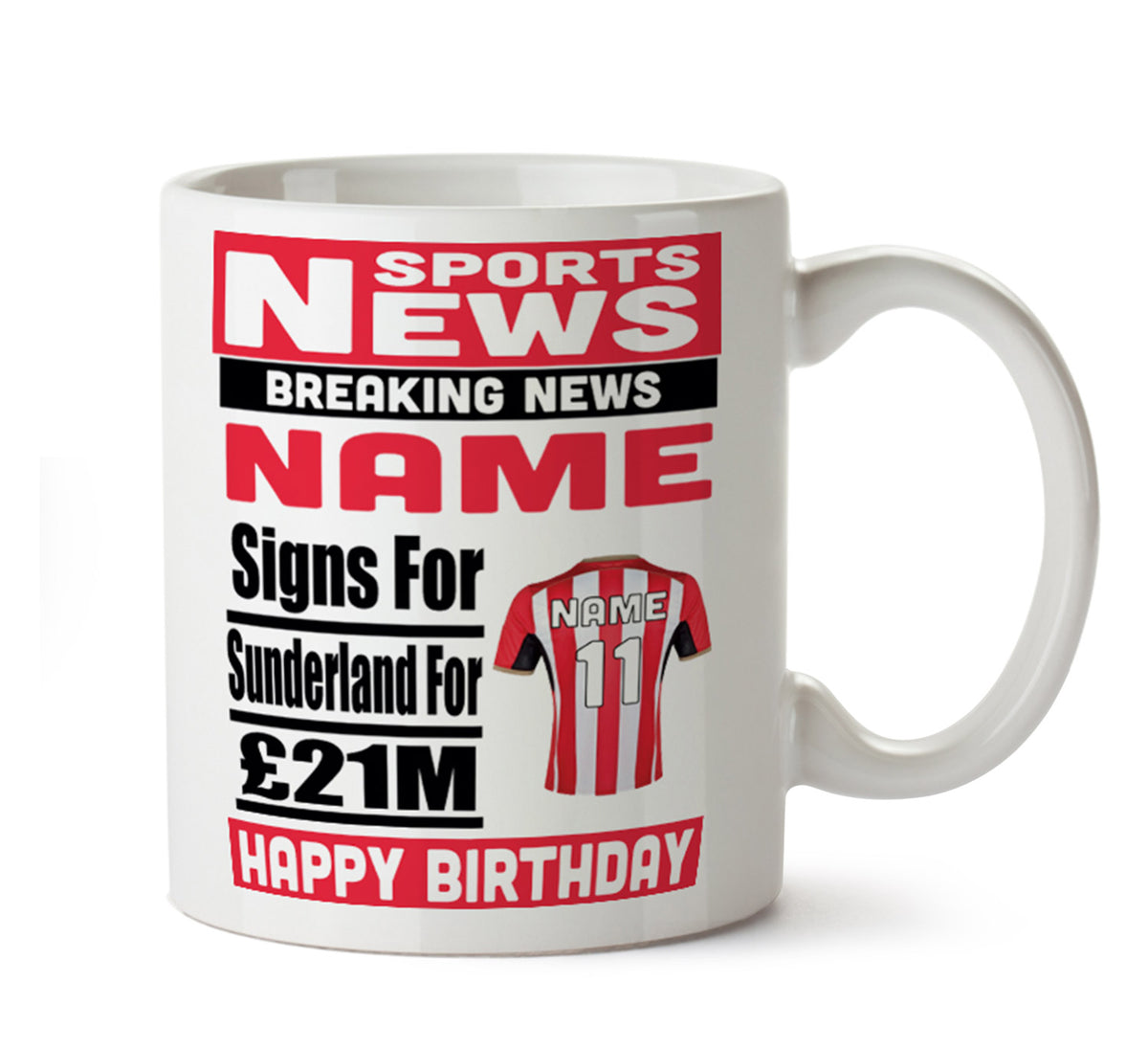 Personalised SIGNS FOR Sunderland Football Mug Personalised Birthday Mug – printed mug product image 1
