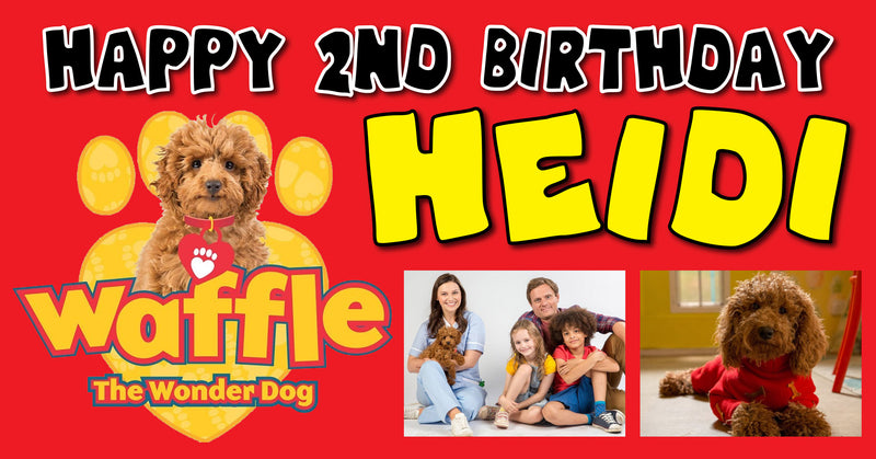 Waffle the Wonder Dog Children's Birthday Banner Thick