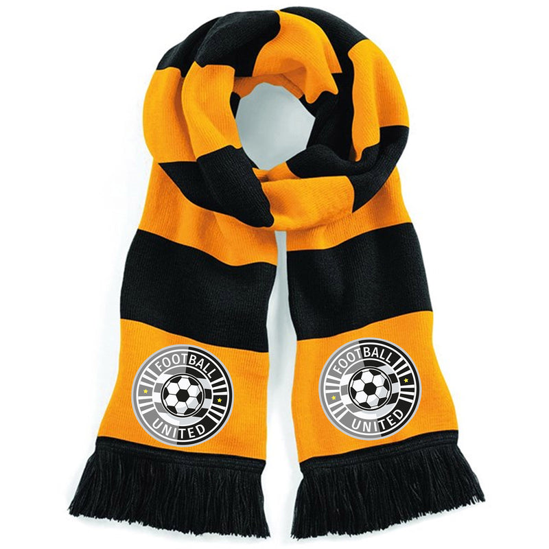 Black/Yellow Personalised Football Scarf For Your Team-Full Colour Badge